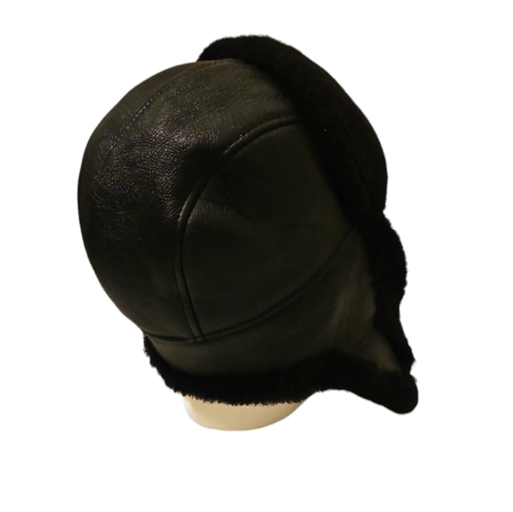 Aviator Sherling Sheepskin Fur Hat Leather NWOT - Picture 2 of 5